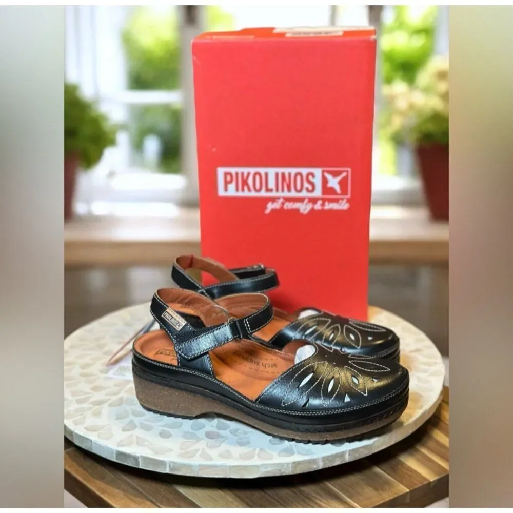 Pikolinos Granada W0W-1985 Black Leather Mary Jane Shoes Women’s EU 37 US 6.5